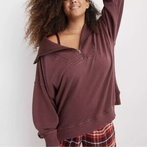 Aerie half zip funnel collar sweatshirt size S NWT